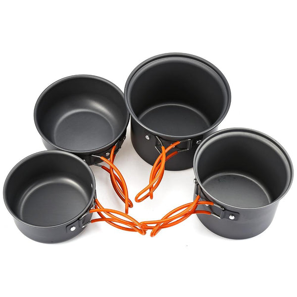 Outlife 4pcs Foldable Outdoor Camping Hiking Cookware Backpacking Picnic Bowl Pot Pan Set - CBXMall.com | Best Prices ➤ Fast DELIVERY | ✈ Free Standard Shipping over 100+ Countries Worldwide