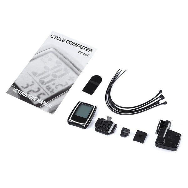 Water Resistant Wireless Bike Computer Speedometer with LCD Backlight Auto Wake-up