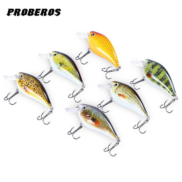 Proberos 6pcs 6 Color Fishing Crankbait Hook Lure Bait