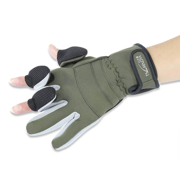 TSURINOYA Paired Warm Water Resistant Full Finger Glove for Outdoor Fishing