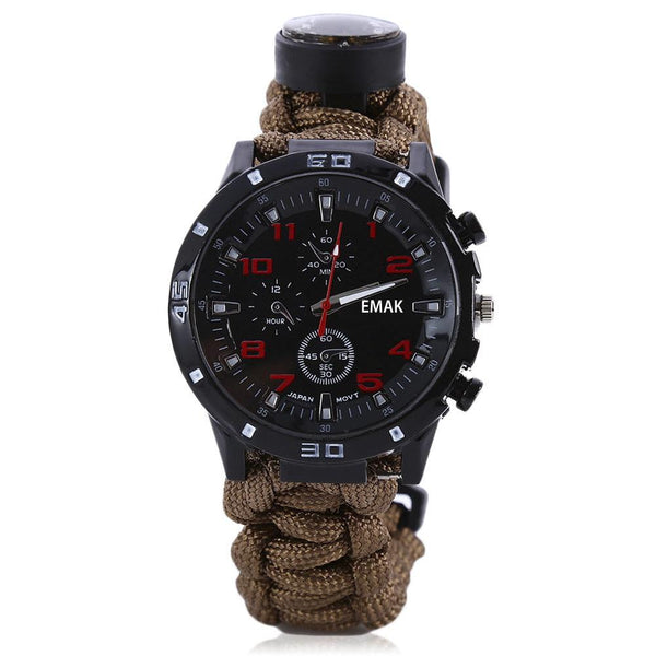 EMAK Outdoor Survival Watch Bracelet with Compass Flint Fire Starter Paracord Thermometer Whistle - CBXMall.com | Best Prices ➤ Fast DELIVERY | ✈ Free Standard Shipping over 100+ Countries Worldwide