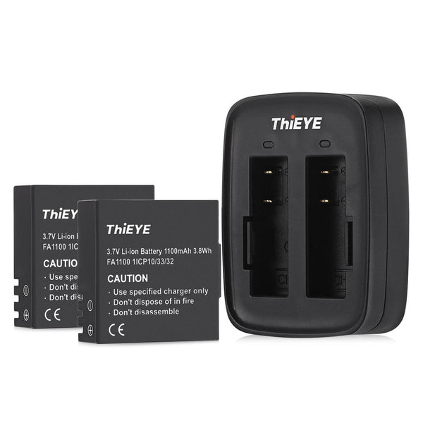 ThiEYE Dual Battery Charger with Two 1100mAh Batteries for T5e / T5 Action Camera