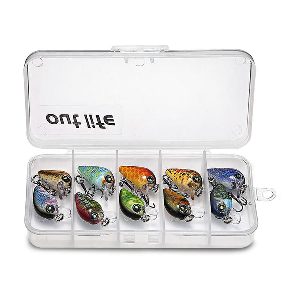 Outlife 10PCS DW1115 Fishing Lures Hard ABS Crank Baits with Hooks Box