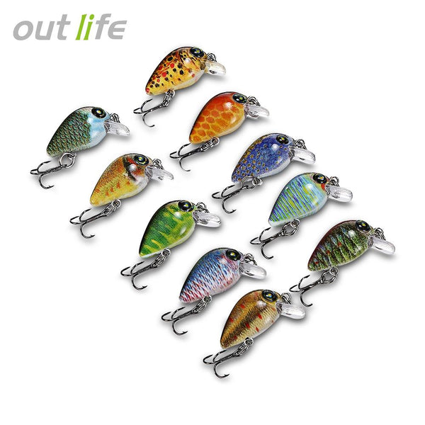 Outlife 10PCS DW1115 Fishing Lures Hard ABS Crank Baits with Hooks Box