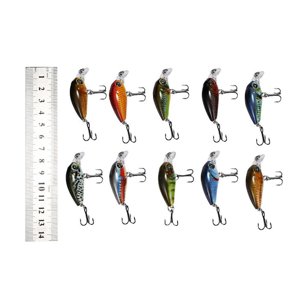 Outlife 10PCS DW1116 Fishing Lures Hard ABS Crank Baits with Hooks Box