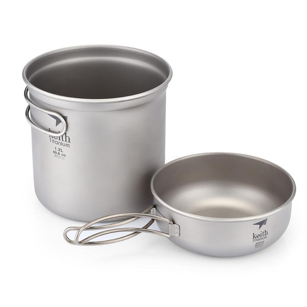 Keith Portable Tableware Foldable Handle 1.2L + 400ml Titanium Pot Bowl - CBXMall.com | Best Prices ➤ Fast DELIVERY | ✈ Free Standard Shipping over 100+ Countries Worldwide